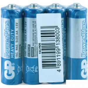 Батарейка GP PowerPlus AA/R06 15S OS4 (1.5 В) солевая (эконом, 4шт.) (15CEBRA-2S4/10878)