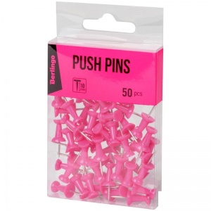 Кнопки силовые Berlingo, цветные, розовые, пвх-упаковка, 50шт. (PN5030c)