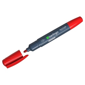 Маркер перманентный (нестираемый) Berlingo Multiline PE200 (2мм, круглый наконечник, красный) (PM6102)