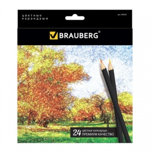 Карандаши цветные 24 цвета Brauberg "Artist line" (d=3мм, 6гр, черный корпус) (180565)