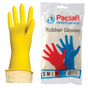 Перчатки резиновые Paclan Professional, с хлопковым напылением, размер 10 (XL), желтые, 1 пара (139230), 100 уп.
