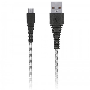 Кабель USB2.0 SmartBuy Сarbon, USB2.0 (A) - microUSB (B), прочный, 2A output, 2м, белый (iK-20n-2 white)