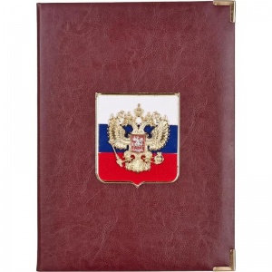 Папка адресная без надписей "Российский флаг и герб" (А4, 220x310мм, балакрон), 1шт.