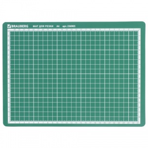 Коврик защитный Brauberg для резки, А4, 30х22см, двусторонний, зеленый (236905)