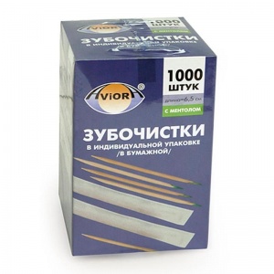 Зубочистки бамбуковые Aviora (с ментолом, в бумажных упаковках), 1000шт., 30 уп.