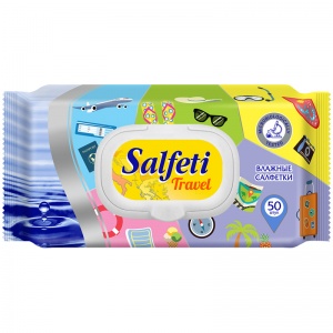 Салфетки влажные Salfeti Travel, универсальные, с пластиковым клапаном, 50шт. (48118)