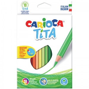 Карандаши цветные 18 цветов Carioca Tita (L=174мм, D=7.4мм, d=3мм, 6гр, пластик) картонная упаковка (42827), 6 уп.