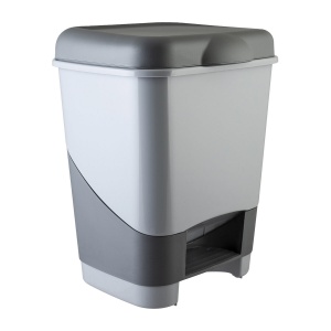 Контейнер для мусора 20л Полимербыт, пластик серый, с педалью (428-СЕРЫЙ-434280165)