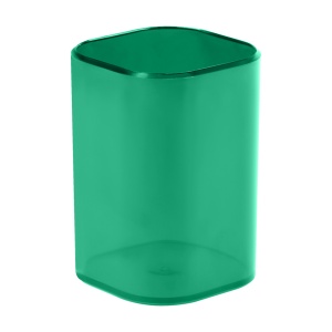 Подставка для пишущих принадлежностей Стамм "Фаворит", квадратная, пластик тонированный зеленый (ПС-30581)
