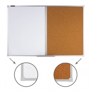 Доска пробковая/магнитно-маркерная Brauberg (90x60см, алюминиевая рамка, коричневая/белая) (236864)