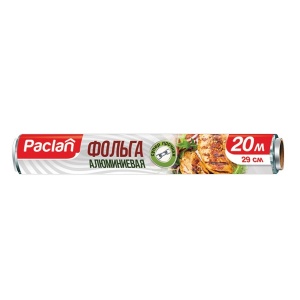 Фольга пищевая алюминиевая Paclan, 29см х 20м, в рулоне, 36шт. (401127)
