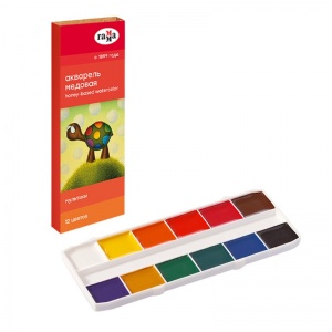 Краски акварельные медовые 12 цветов Гамма "Мультики", без кисти, картонная коробка (211048)