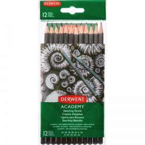 Набор чернографитных (простых) карандашей Derwent Academy Sketching Hang Pack (5H-6B, без ластика) 12шт.