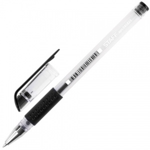 Ручка гелевая Staff (0.35мм, черный, резиновая манжетка) 36шт. (141823)