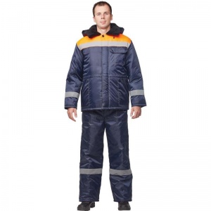 Спец.одежда Куртка зимняя мужская з32-КУ с СОП, синий/оранжевый (размер 68-70, рост 170-176)