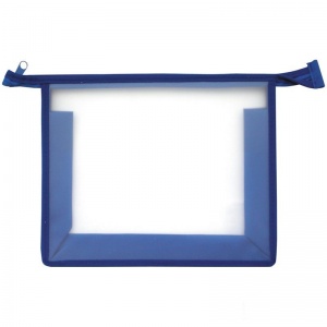 Папка для тетрадей 1 отделение, А5 ArtSpace, прозрачная/синяя, пластик, на молнии (ПТ750_3391)