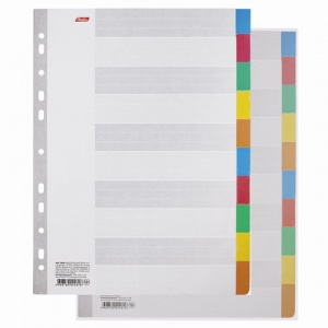 Разделитель листов картонный Hatber (А4, 225х297мм, цветовой, 10 цветов) (4AR 11004, М224816), 60шт.