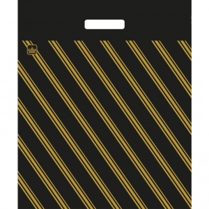 Пакет с вырубной ручкой Тико ПВД "Золотая полоса", 400х470мм, 55мкм, черно-желтый, 50шт., 10 уп.