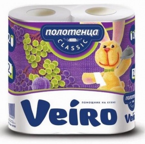 Полотенца бумажные 2-слойные Veiro Classic, рулонные, 2 рул/уп (5П22)