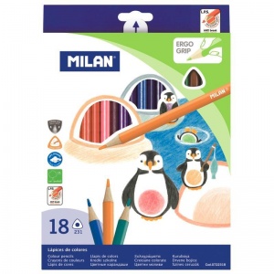 Карандаши цветные 18 цветов Milan 231 (L=175мм, D=7мм, d=2.9мм, 3гр, картон (0722318R)