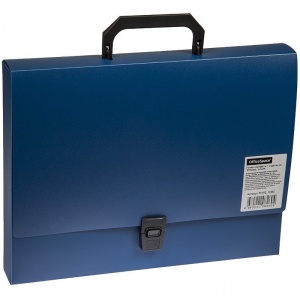 Папка-портфель OfficeSpace (А4, 1 отделение, пластик, замок, с ручкой) синяя (F01P2_10260)