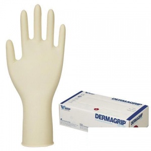 Перчатки одноразовые латексные смотровые Dermagrip Extra, неопудренные, прочные, размер S, 25 пар (D1401-04)