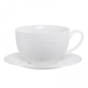 Чайная пара Tudor England Royal Sutton, чашка фарфоровая белая 350мл + блюдце (TU2755)