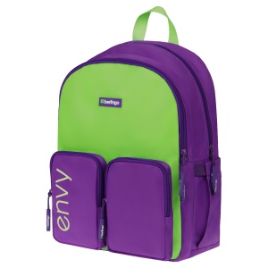 Рюкзак школьный Berlingo "Envy" 2 отделения, 4 кармана, уплотненная спинка, 39x28x17см, зеленый (RU09195)