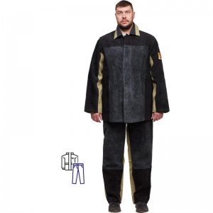 Униформа Костюм сварщика летний, цвет хаки/черный (размер 52-54, рост 182-188)