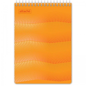 Блокнот 50л, А5 Attache Waves "Конференц", клетка, спираль, оранжевый
