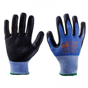 Перчатки защитные от порезов Jeta Safety, трикотажные с нитриловым покрытием, 13 класс, 4 нити, размер 10 (XL), синие
