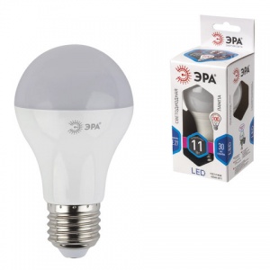 Лампа светодиодная Эра LED (11Вт, E27, грушевидная) холодный белый, 10шт. (A60-11w-840-E27, Б0020533)