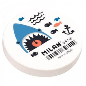 Ластик Milan "Акула" (круглый, каучук, 47x47x8мм, разные виды) 1шт. (1139543)
