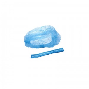 Шапочка одноразовая "Шарлотта" Гекса плиссе, синяя, 25шт. в упаковке