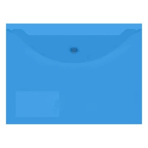 Папка-конверт на кнопке inФОРМАТ (А4, 150мкм, пластик, с карманом) синяя