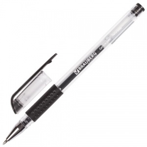 Ручка гелевая Brauberg Number One (0.35мм, черный, резиновая манжетка) 1шт. (141194)