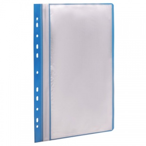 Папка файловая 10 вкладышей Staff (А4, пластик, 160мкм, с перфорацией, мягкая) синяя, 20шт. (224974)
