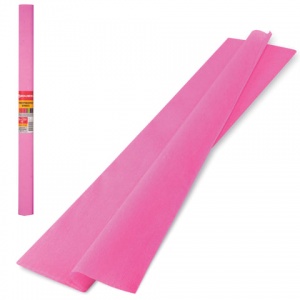 Бумага цветная крепированная Brauberg, 50x250см, плотная, растяжение до 45%, 32 г/кв.м, розовая, в рулоне, 1 лист (126532)