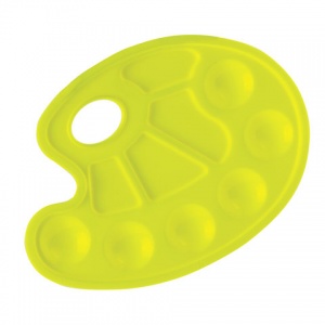 Палитра для красок Юнландия, пластиковая желтая, овальная, 6+4 ячеек, с подвесом