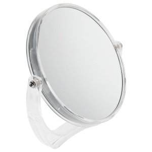 Зеркало косметическое настольное Brabix, круглое, d=17см, двустороннее, с увеличением, прозрачная рамка, 24шт.