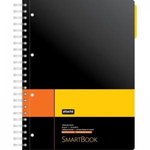 Бизнес-тетрадь А4 Attache Selection Smartbook, 120 листов, клетка, 1 разделитель на спирали, карман, желто-оранжевый