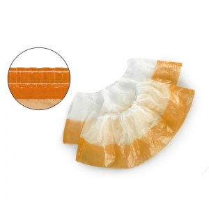 Бахилы одноразовые полиэтиленовые EleGreen (3.5г, двухслойные текстурированные, бело-оранжевые, 50 пар в упаковке)