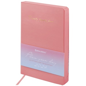 Ежедневник датированный на 2024 год А5 Brauberg "Pastel", розовый, 168 листов, кожзам soft touch, 138х213мм (114967)