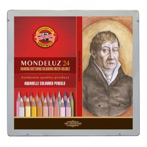 Карандаши акварельные 24 цвета Koh-I-Noor Mondeluz Portrait (L=175мм, D=7мм, d=3.8мм, 6гр) метал. пенал (3724024012PL)