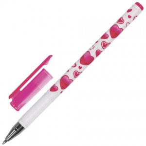 Ручка шариковая Brauberg "Сердечки" (0.35мм, синий цвет чернил, корпус с декоративной печатью) 1шт. (141535)