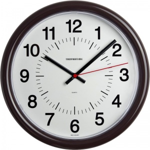 Часы настенные аналоговые Troyka 21234211, круглые, 24.5х24.5х3.6см