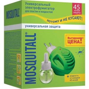 Средства от насекомых Mosquitall Универсальная защита от комаров, жидкость 115г + фумигатор, 6 уп.