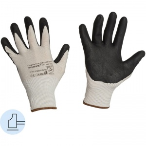 Перчатки защитные Scaffa NY1350F-CC трикотажные с нитриловым покрытием, серые/черные, 15 класс, размер 10 (XL)