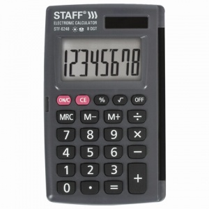 Калькулятор карманный Staff STF-6248 (8-разрядный) черный, двойное питание (250284)