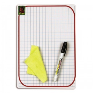 Доска-планшет маркерная пластиковая Attache (А4, 21x29.7см, с маркером и салфеткой, клетка, красная рама)